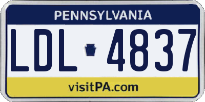 PA license plate LDL4837