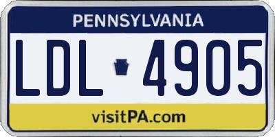 PA license plate LDL4905