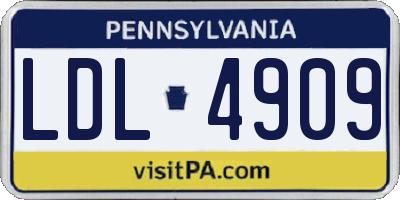 PA license plate LDL4909
