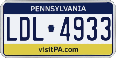 PA license plate LDL4933