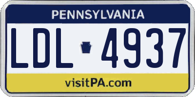 PA license plate LDL4937