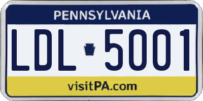 PA license plate LDL5001