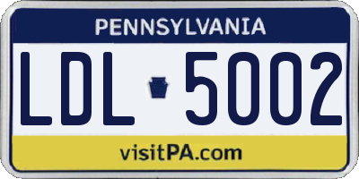 PA license plate LDL5002