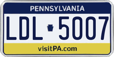 PA license plate LDL5007