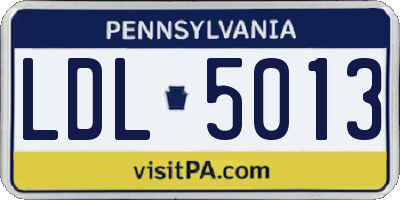 PA license plate LDL5013