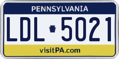 PA license plate LDL5021
