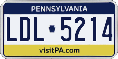 PA license plate LDL5214