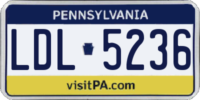 PA license plate LDL5236