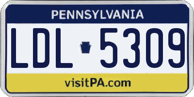 PA license plate LDL5309