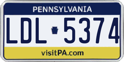 PA license plate LDL5374