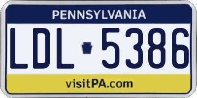 PA license plate LDL5386