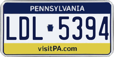 PA license plate LDL5394