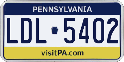PA license plate LDL5402