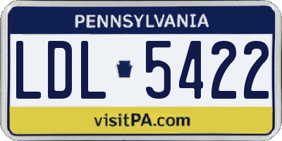 PA license plate LDL5422