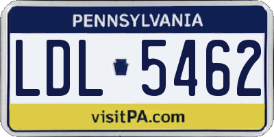 PA license plate LDL5462