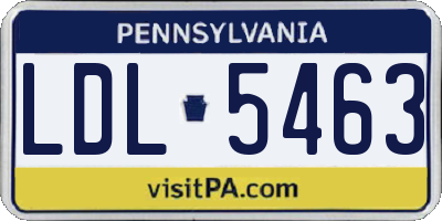 PA license plate LDL5463