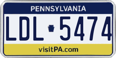 PA license plate LDL5474