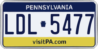 PA license plate LDL5477