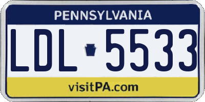 PA license plate LDL5533
