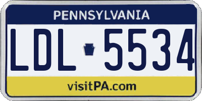 PA license plate LDL5534