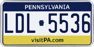 PA license plate LDL5536