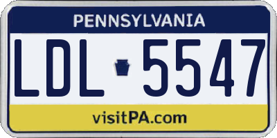 PA license plate LDL5547