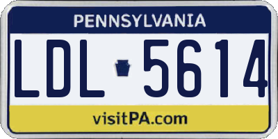 PA license plate LDL5614
