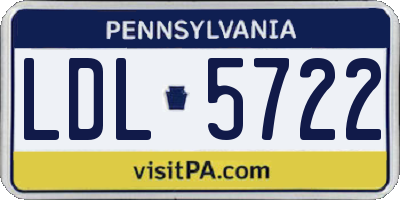 PA license plate LDL5722