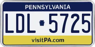 PA license plate LDL5725