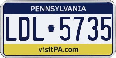 PA license plate LDL5735