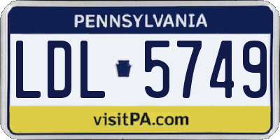 PA license plate LDL5749