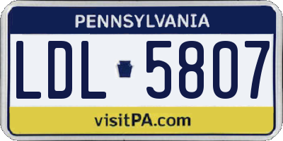 PA license plate LDL5807