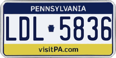 PA license plate LDL5836