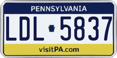 PA license plate LDL5837