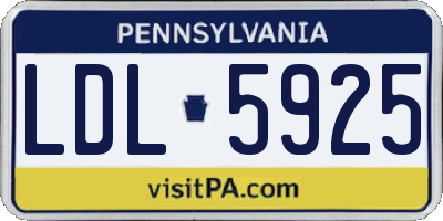 PA license plate LDL5925