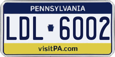 PA license plate LDL6002