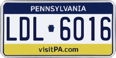 PA license plate LDL6016