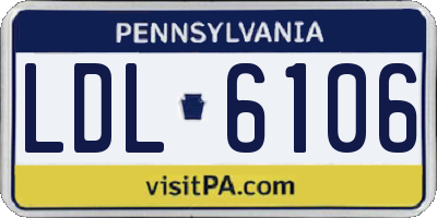 PA license plate LDL6106