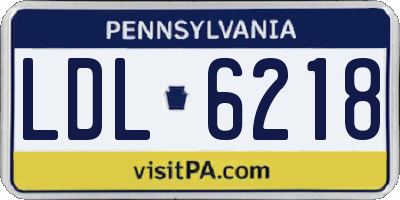 PA license plate LDL6218