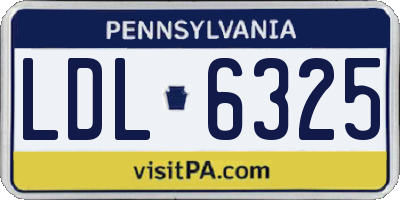PA license plate LDL6325