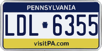 PA license plate LDL6355