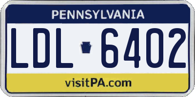 PA license plate LDL6402