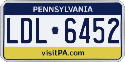 PA license plate LDL6452