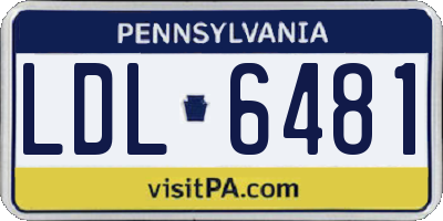 PA license plate LDL6481