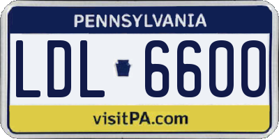 PA license plate LDL6600