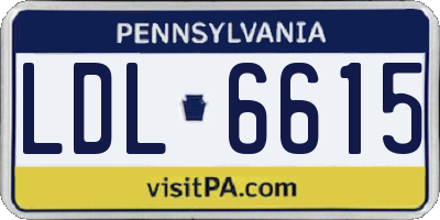 PA license plate LDL6615