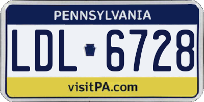 PA license plate LDL6728