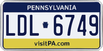 PA license plate LDL6749