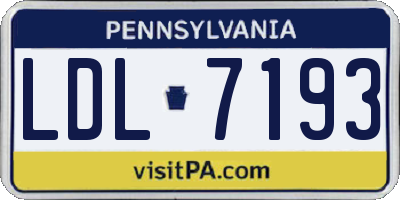 PA license plate LDL7193