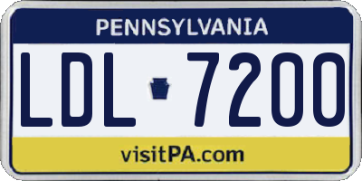 PA license plate LDL7200